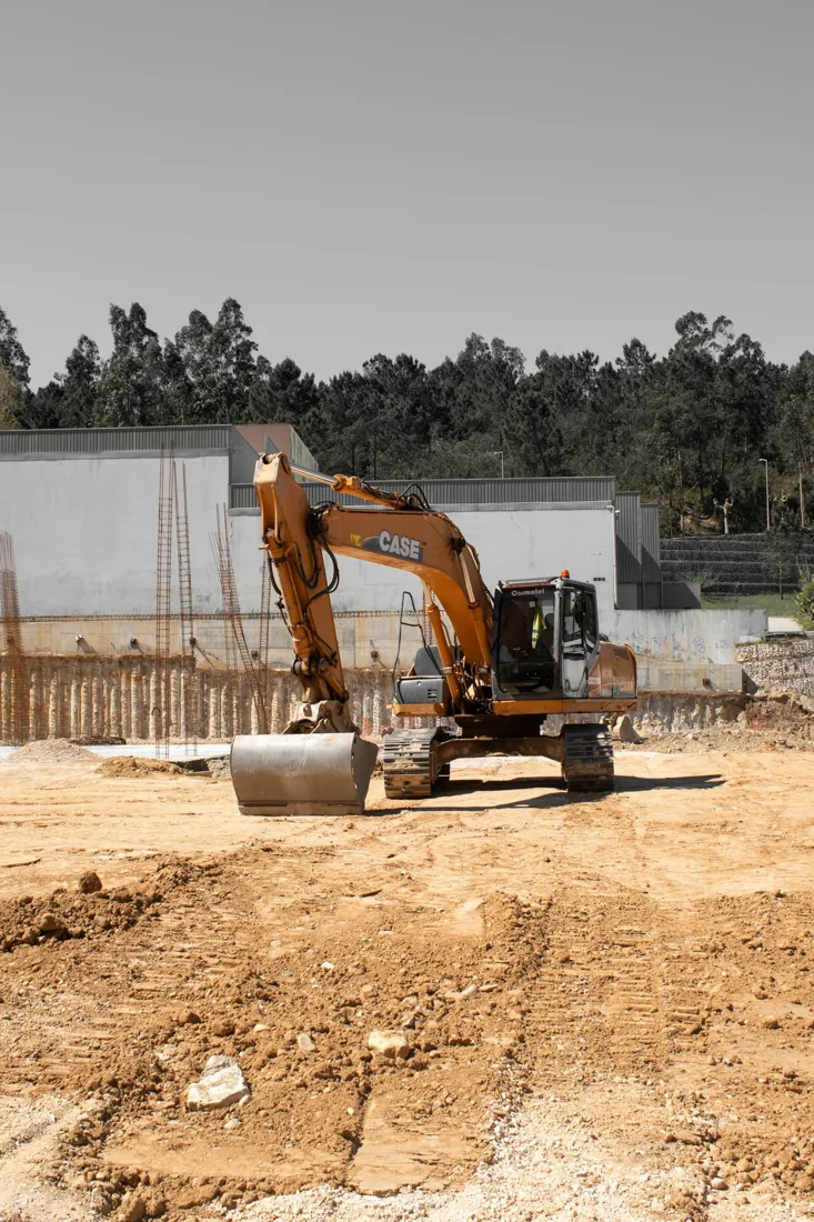 Excavator working on an open dirt site