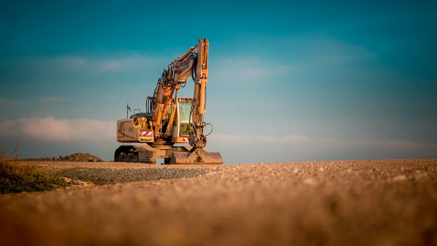 Excavator standing on open ground